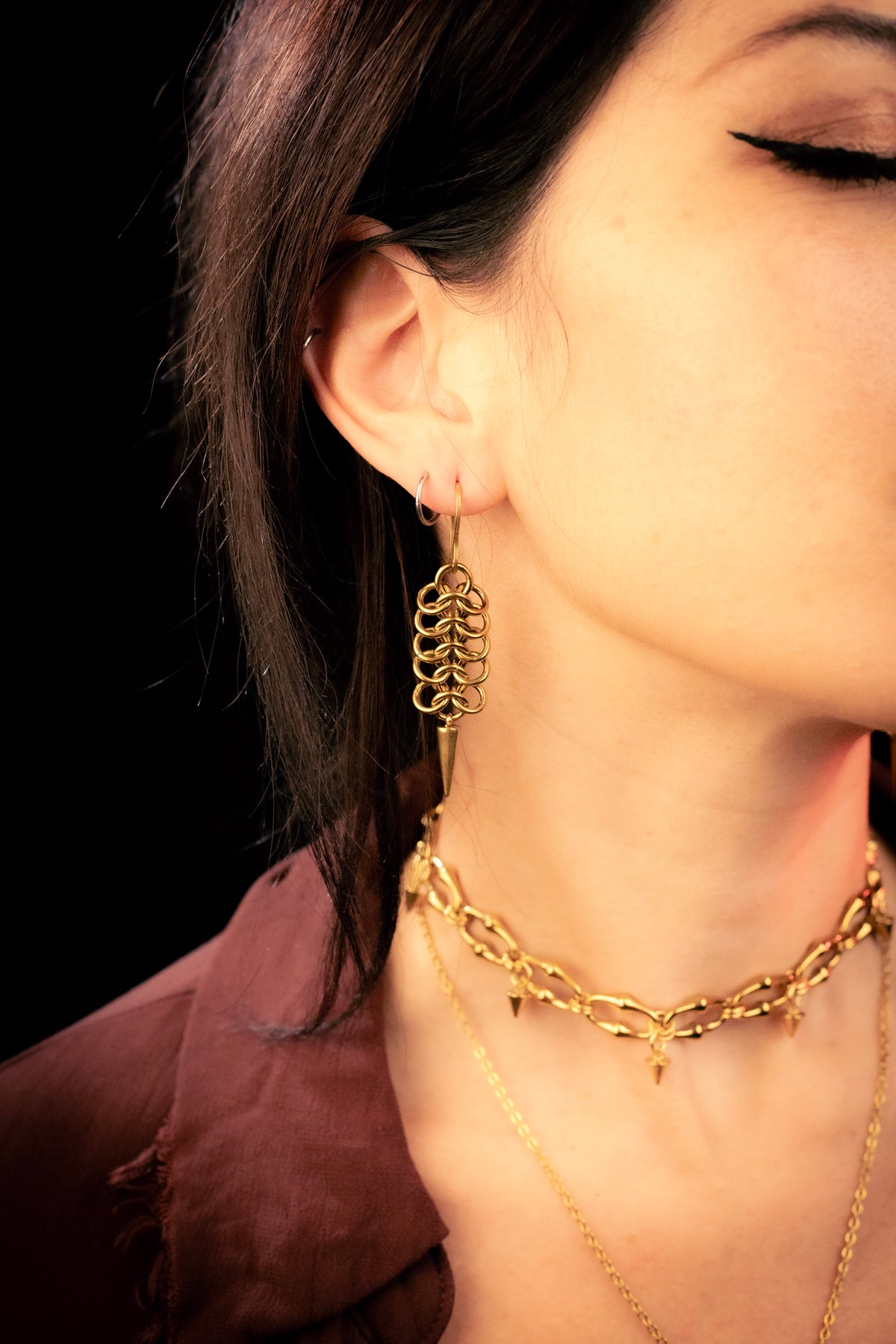ATHENA | Gold Chainmail Earrings