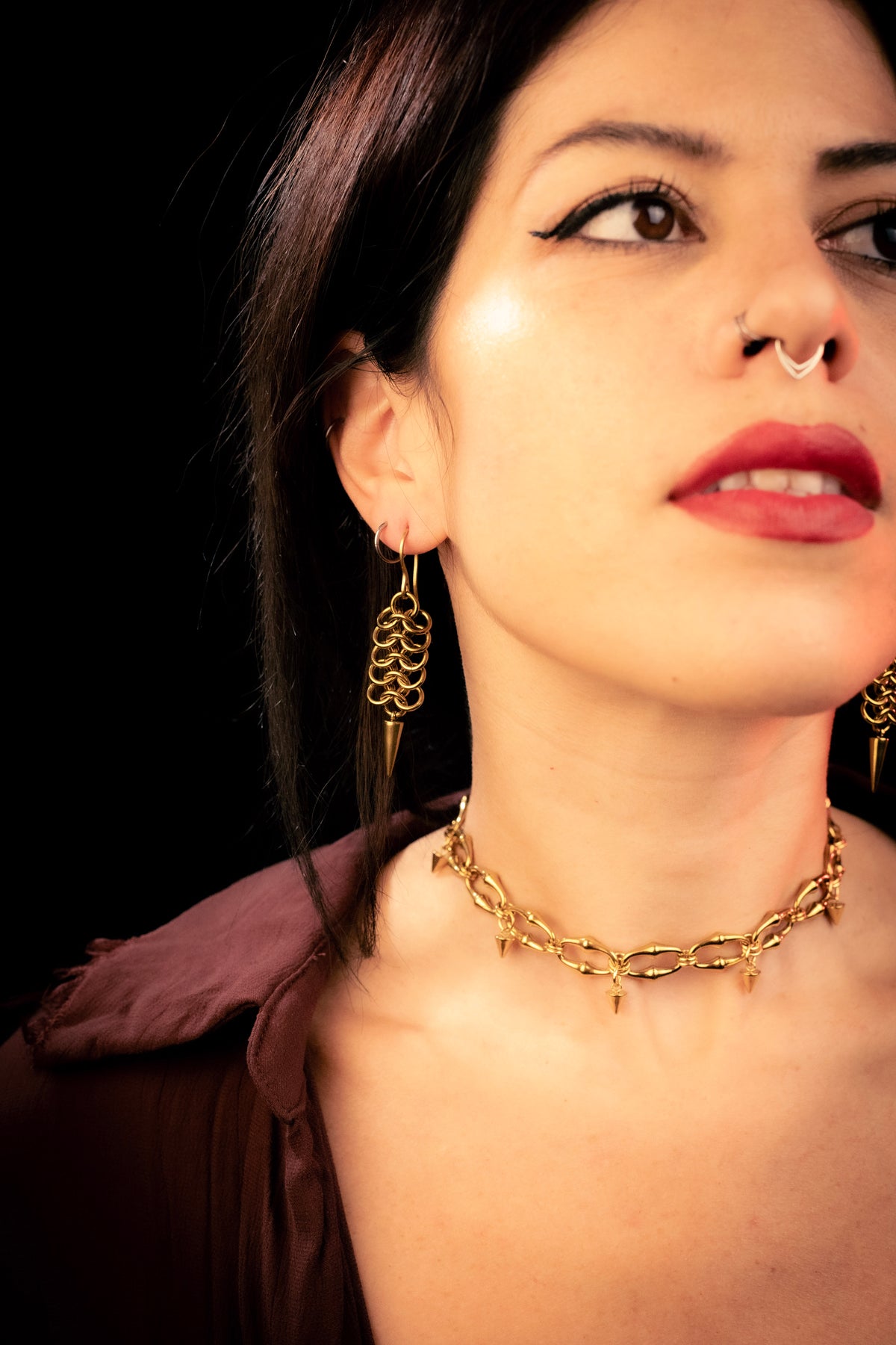 ATHENA | Gold Chainmail Earrings