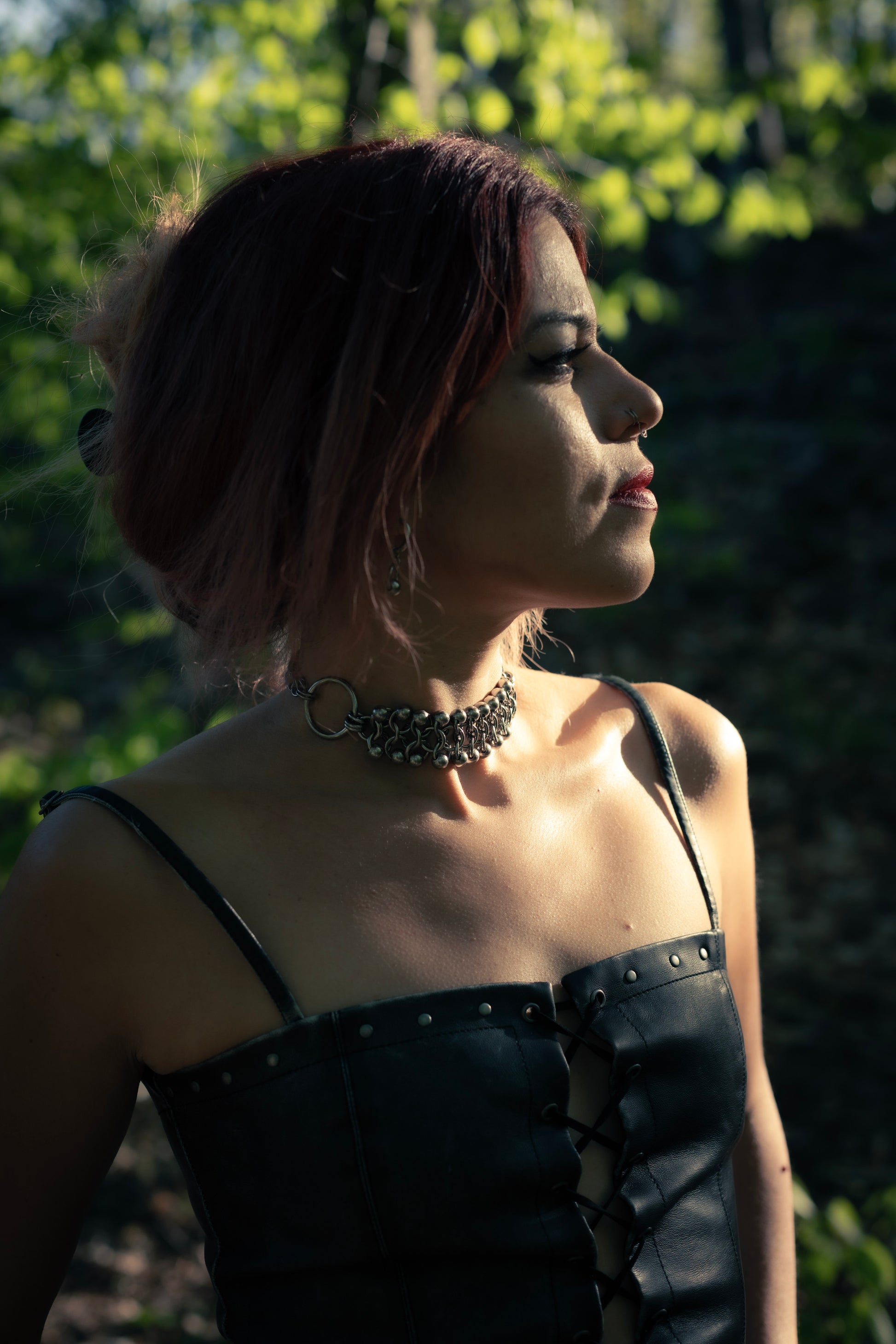 Niké stainless steel gothic chainmail choker CamWitch