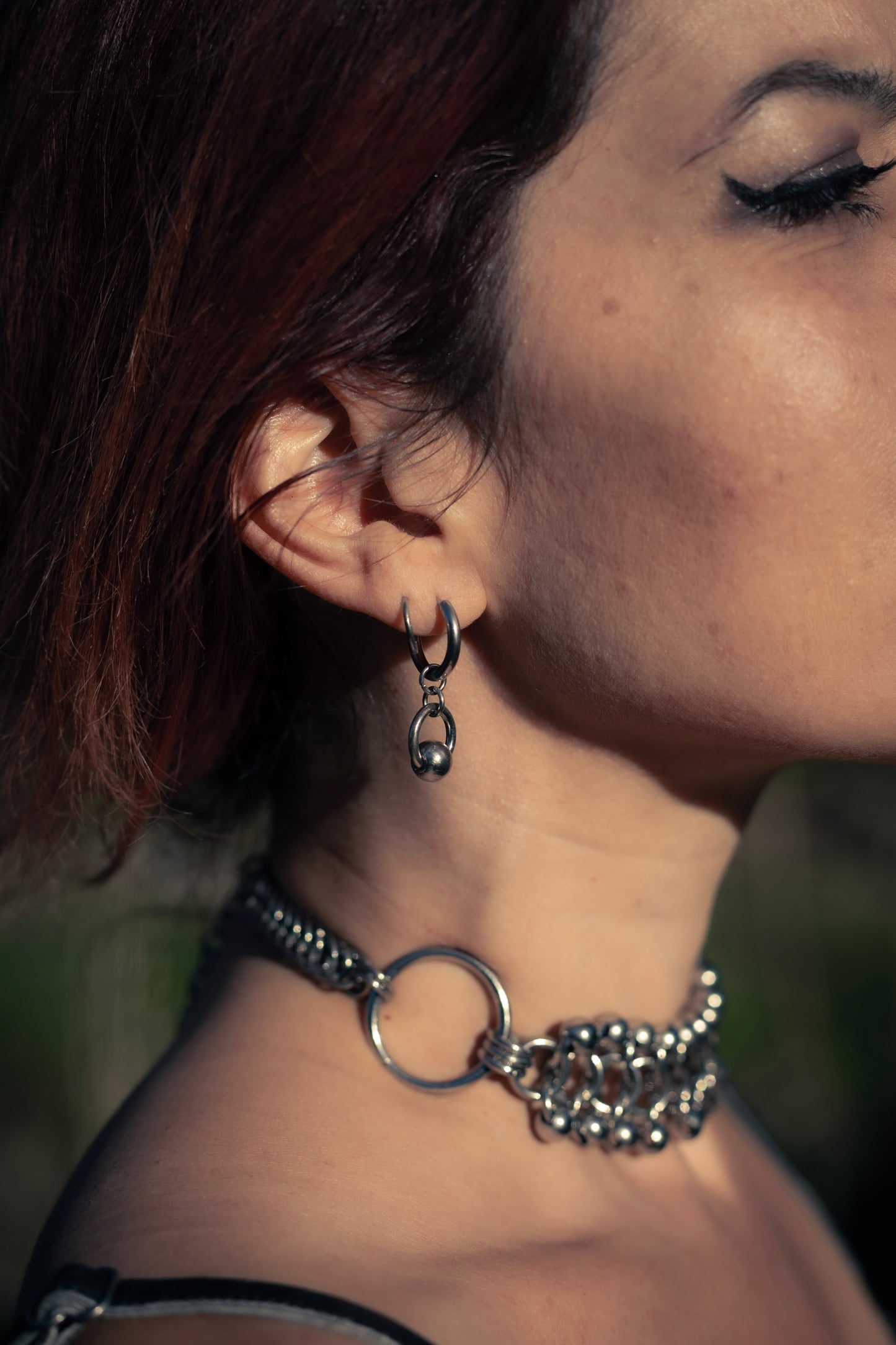 Niké stainless steel gothic chainmail earring CamWitch