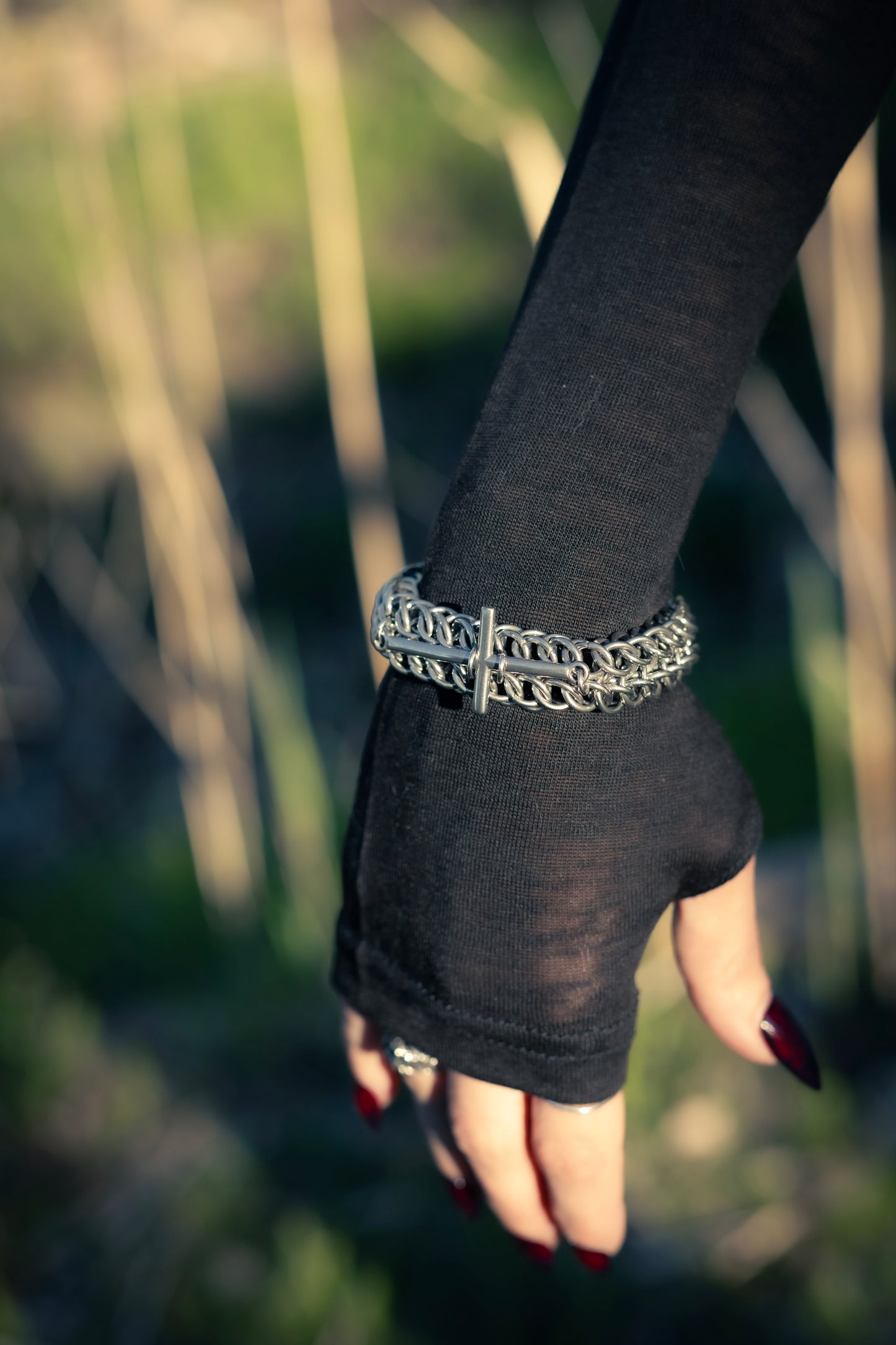 Pray stainless steel gothic chainmail bracelet CamWitch