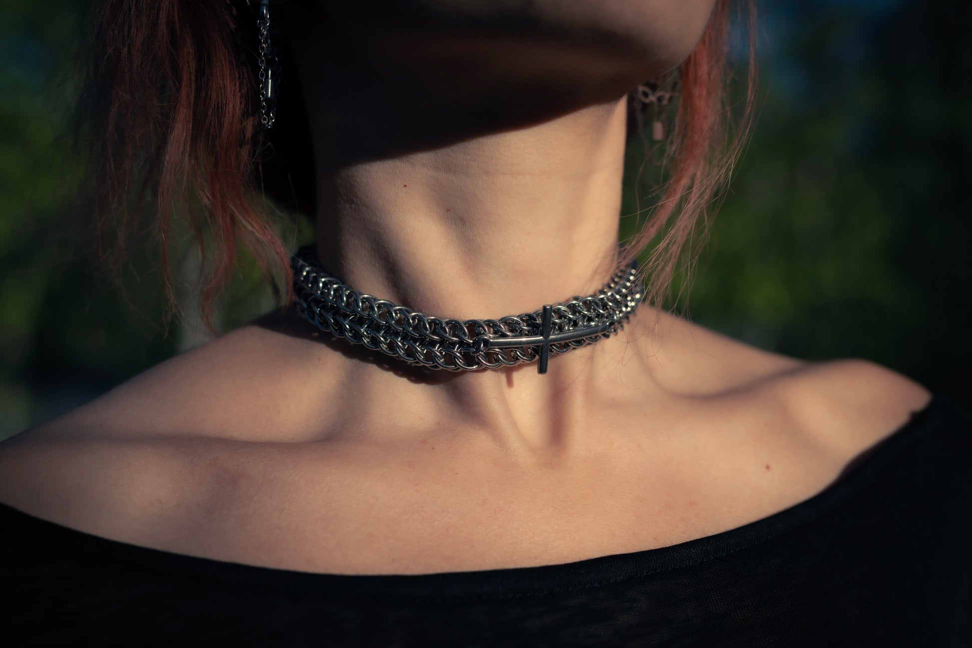 Pray stainless steel gothic chainmail choker CamWitch