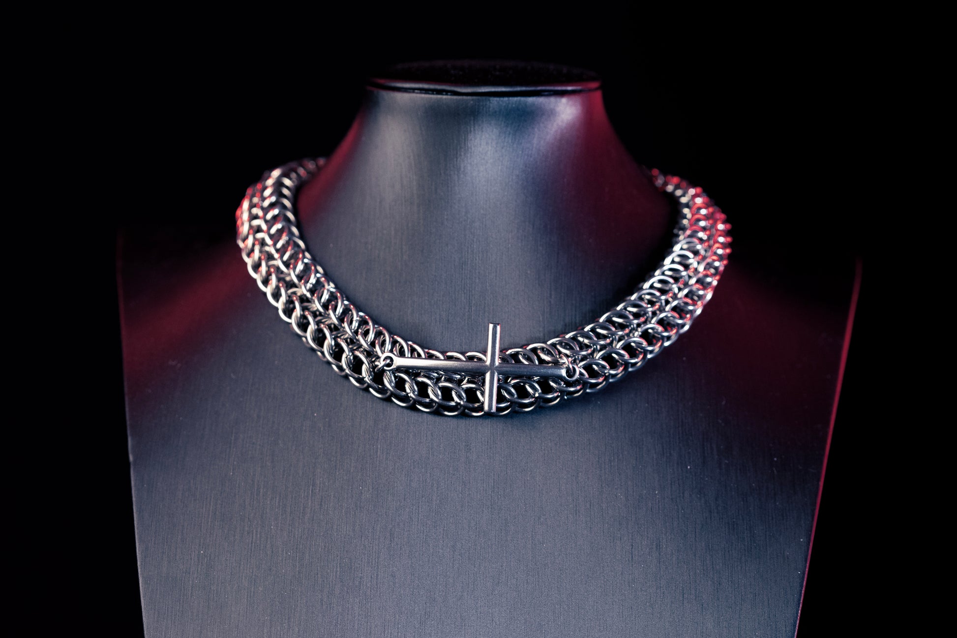 Pray stainless steel gothic chainmail choker CamWitch