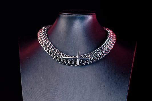 Pray stainless steel gothic chainmail choker CamWitch