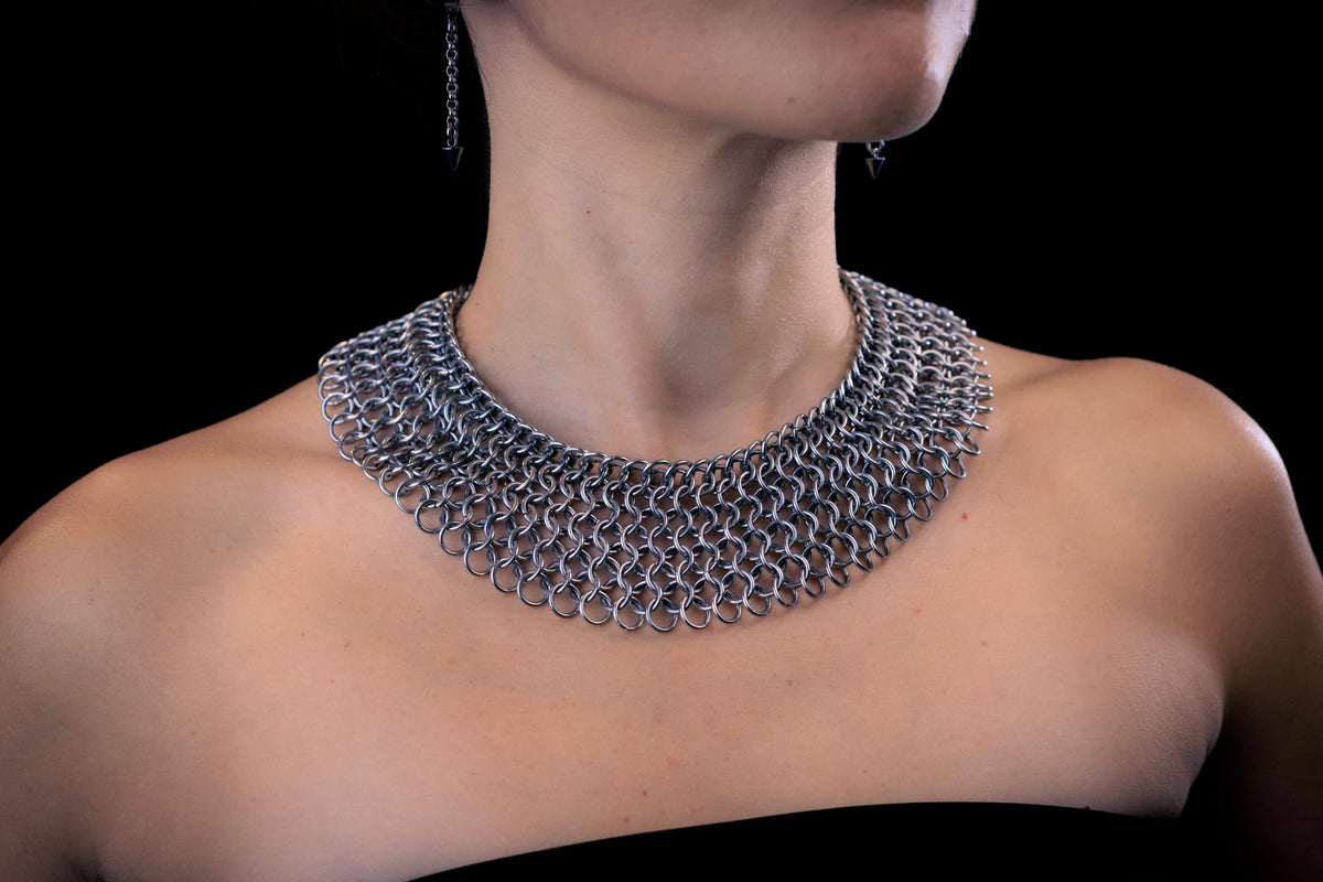 Sekhmet stainless steel gothic chainmail necklace CamWitch