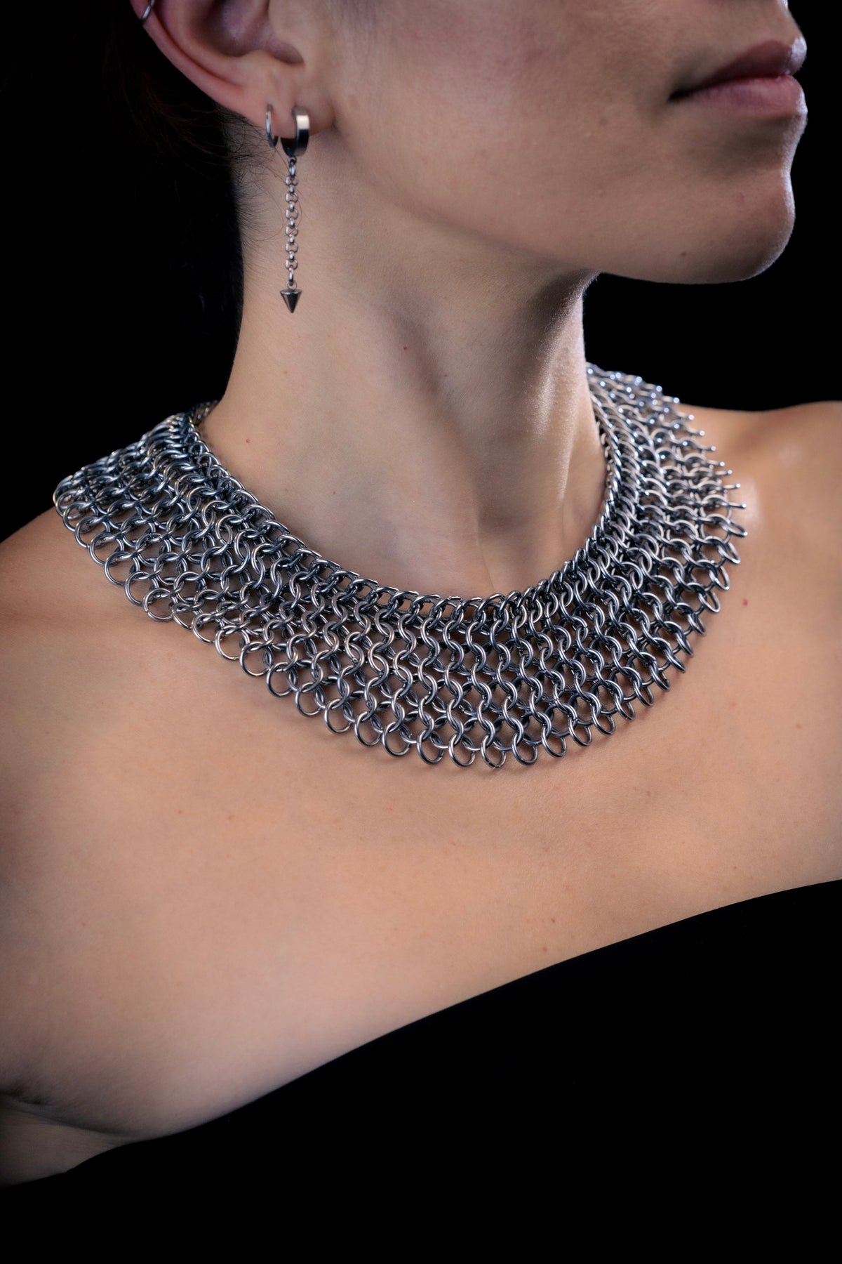 Sekhmet stainless steel gothic chainmail necklace CamWitch