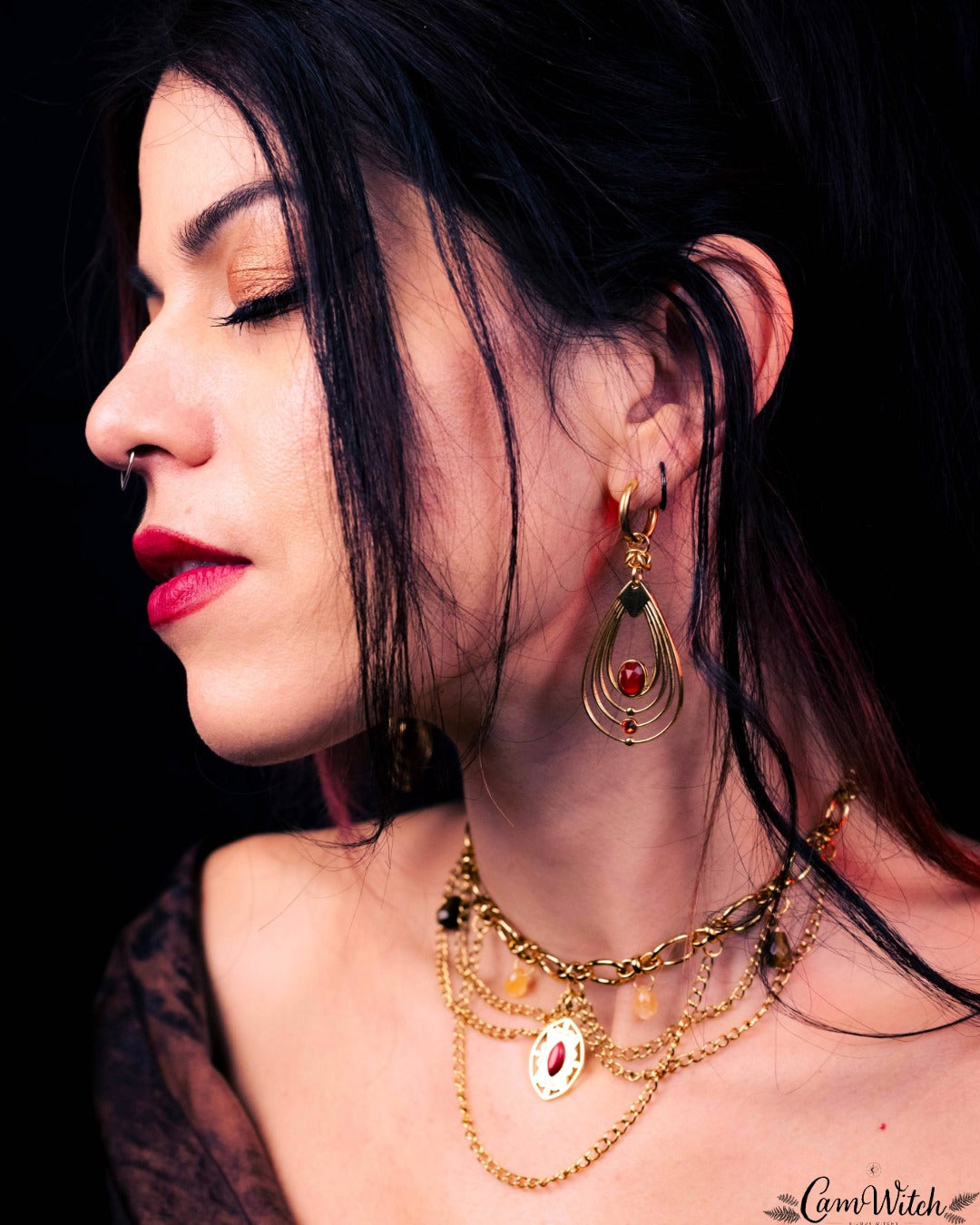 MABON | Carnelian Chainmail Earrings